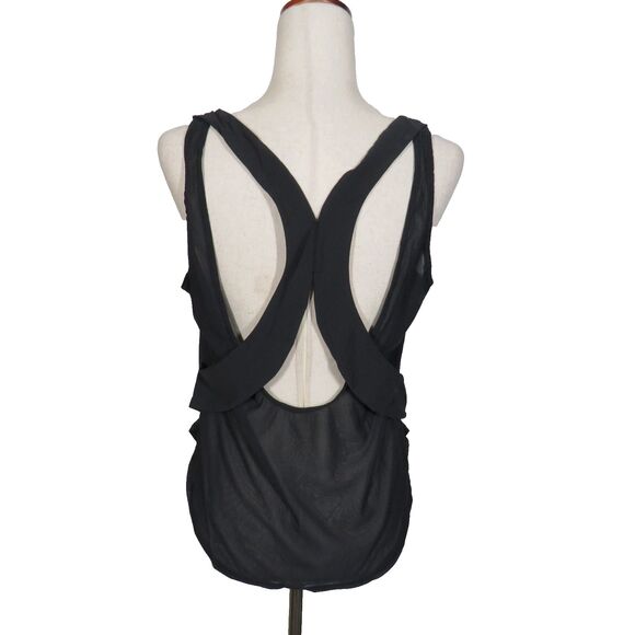 Halara Black Contrast Mesh Curved Hem Cool Touch Quick Dry Active Tank Sz Small - Picture 3 of 9